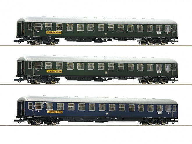 Set of 3 passenger cars Scharnow Reisen<br /><a href='images/pictures/Roco/Roco-74127.jpg' target='_blank'>Full size image</a>
